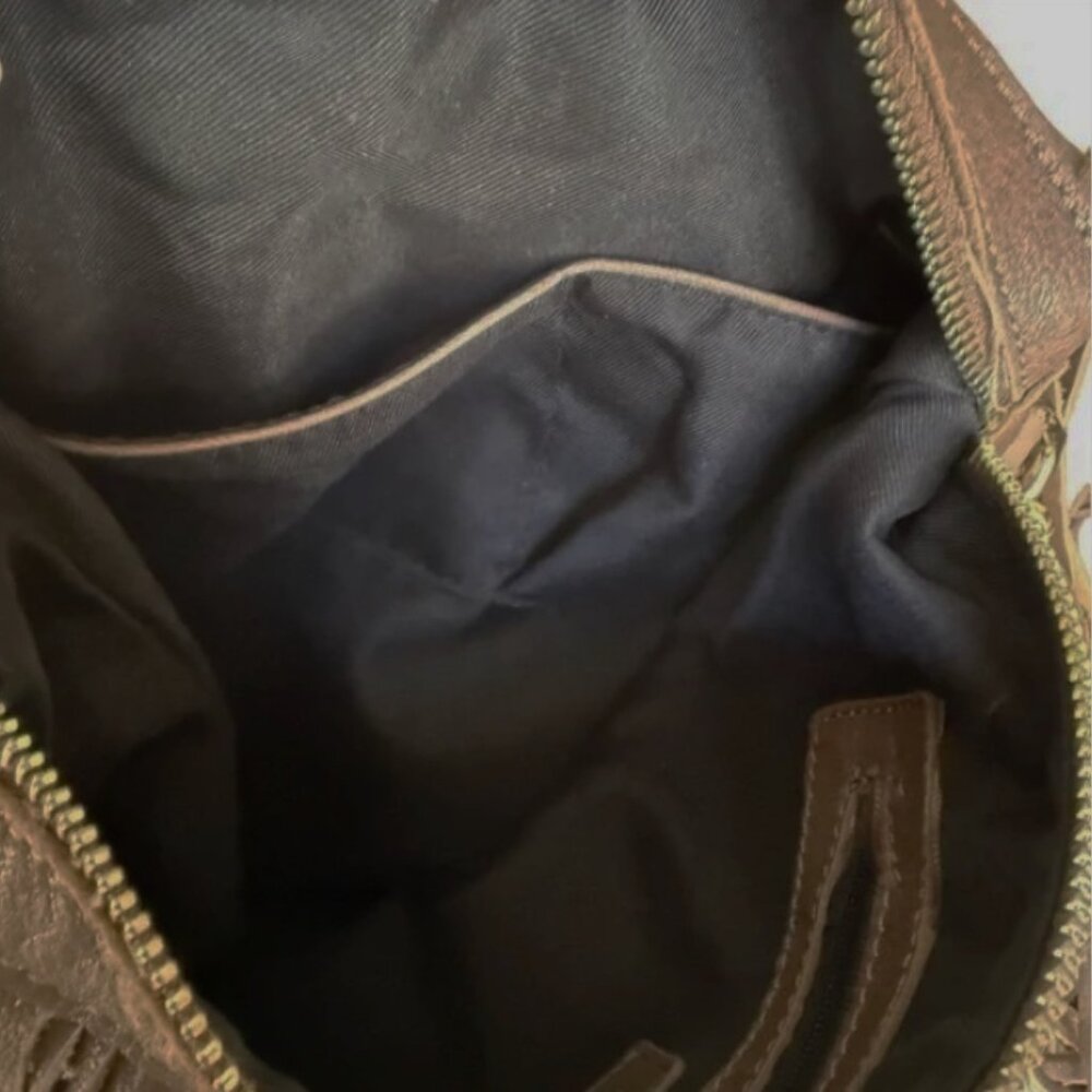 New $400 Monserat De Lucca Bochoa Fringe Bag Taupe Brown Anthropologie - Picture 6 of 6